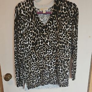 Michael Kors Leopard Print Sweater - Black and Brown